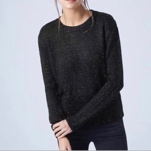 Topshop Sparkly Beaded Crewneck Black Sweater